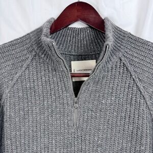 Lucky Brand Mens Grey Shaker Stitch Quarter Zip Sweater Wool Blend 7M50981 L